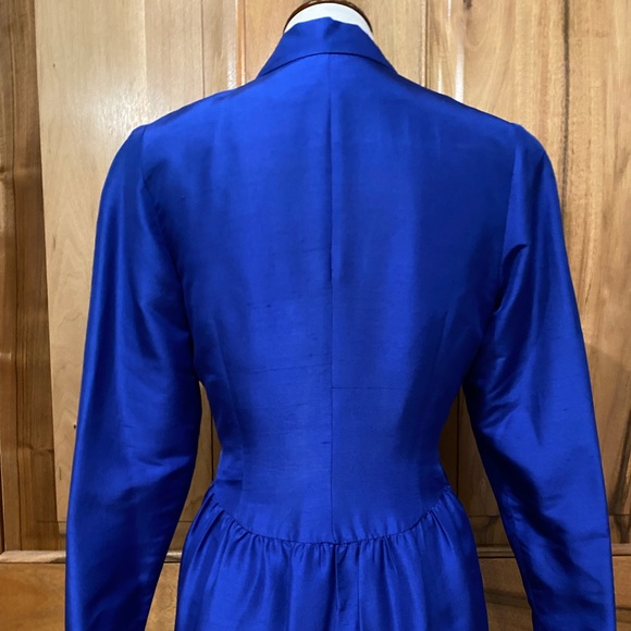 VTG Korean Cobalt-Blue Silk Double-Breasted Coat/Dress, EUC, 4P - Picture 14 of 16